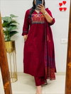 Kf 19 Rayon Slub Embroidered Work Top With Bottom Dupatta Wholesalers In Delhi